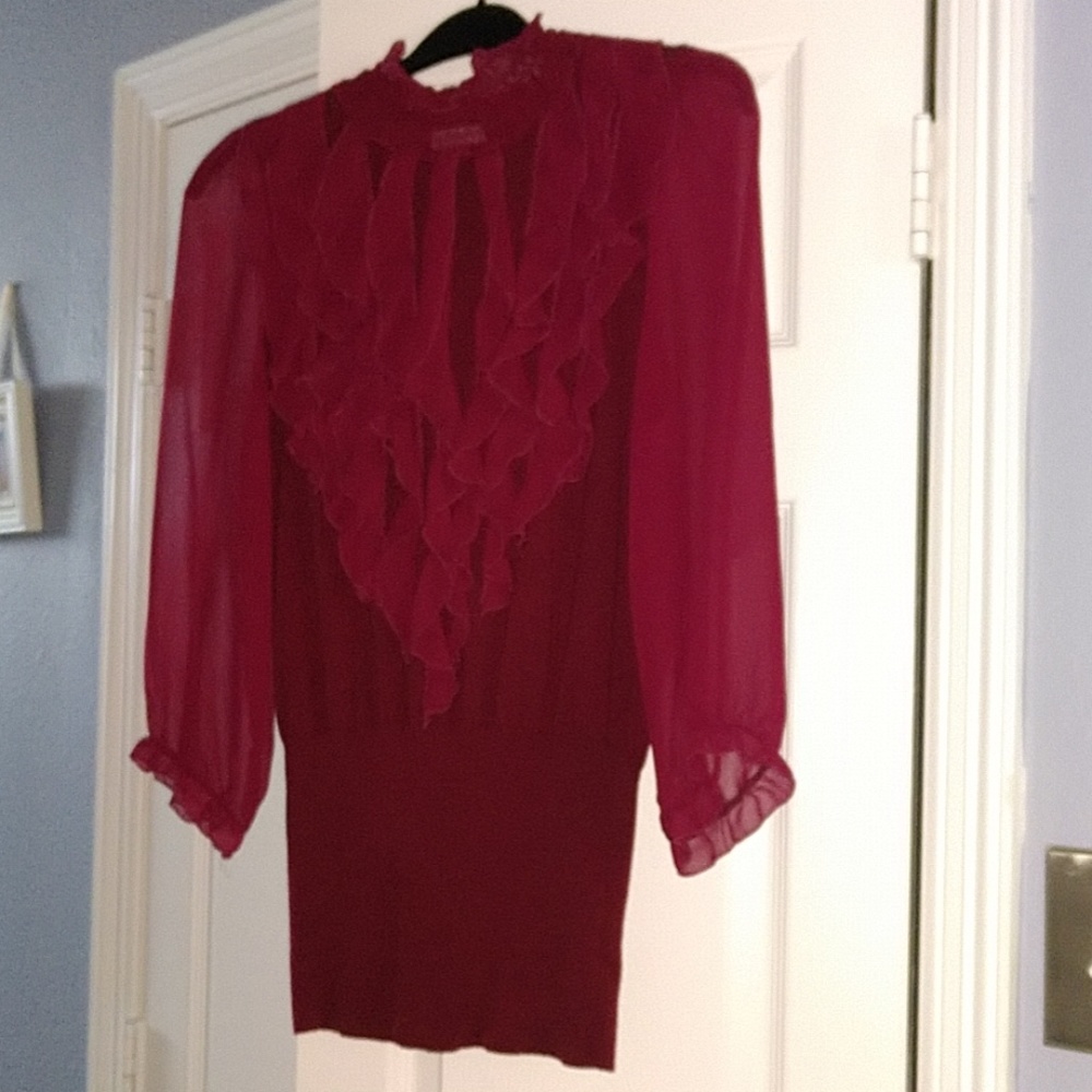 Burgandy light-weight sweater blouse